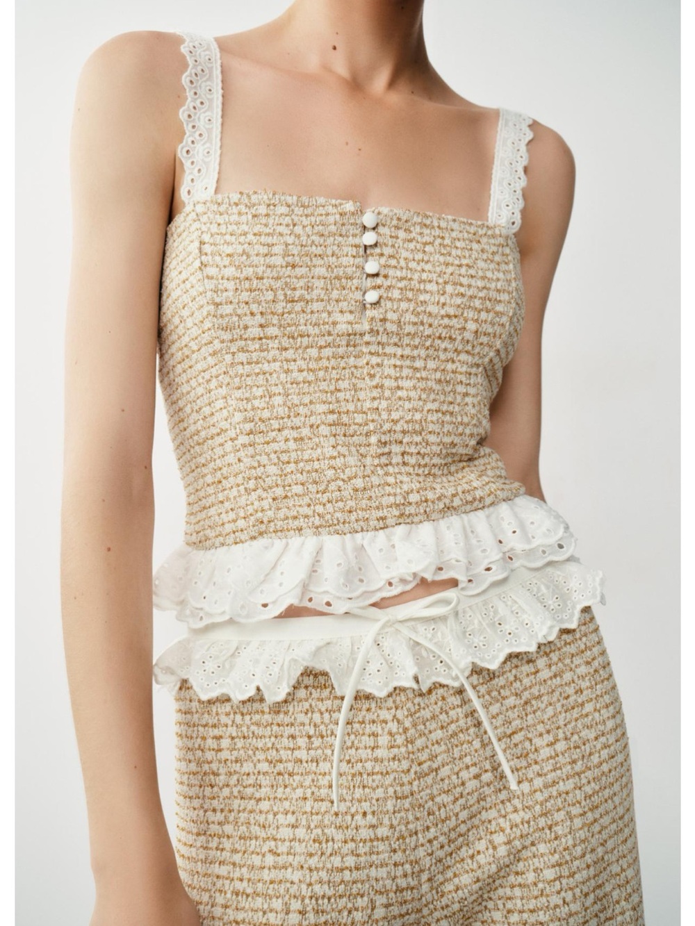 NWT ZARA COMBINATION TEXTURED TOP SIZE M
